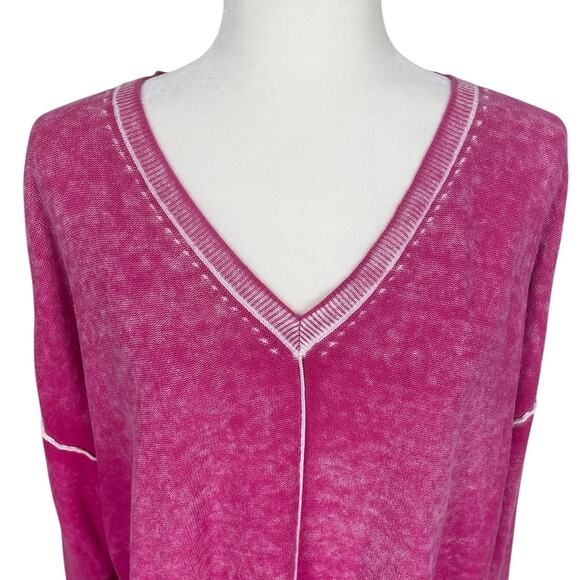 Sundance Samantha V-Neck Cotton Sweater Washed Pink Size Large Boho Chic - Picture 3 of 14